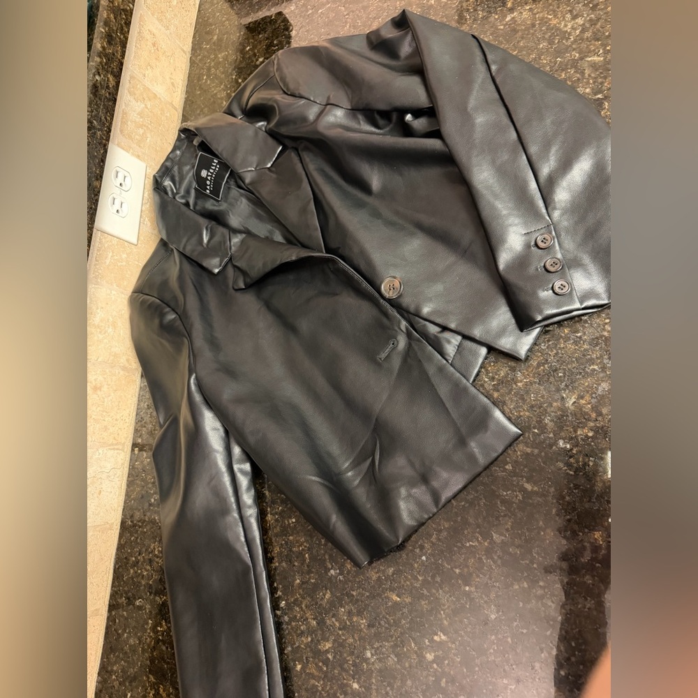 bagatelle Black Faux Leather Jacket Lined Interior